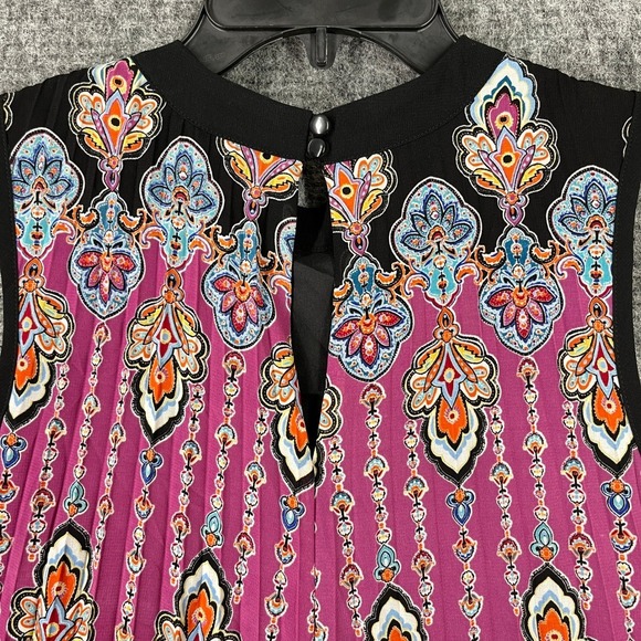 Nicole By‎ Nicole Miller Womens 6 Boho Pleated Shift Dress Retro Festival Chic - Picture 5 of 11